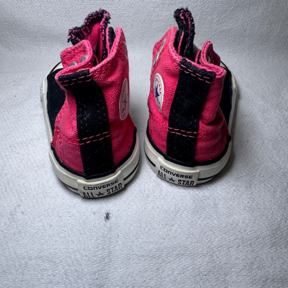 Converse Chuck Taylor All Star Infants 3 Black Pink Fold Down High Top 732496F - Picture 4 of 8
